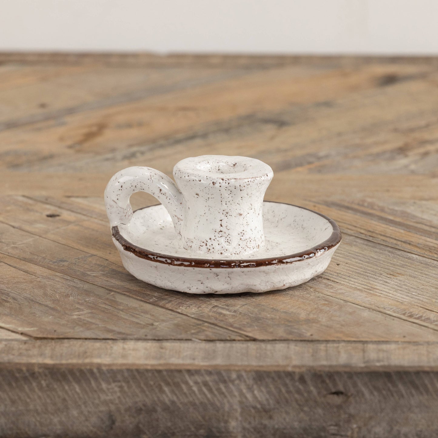 Candle Holder Taper Brw/Wh