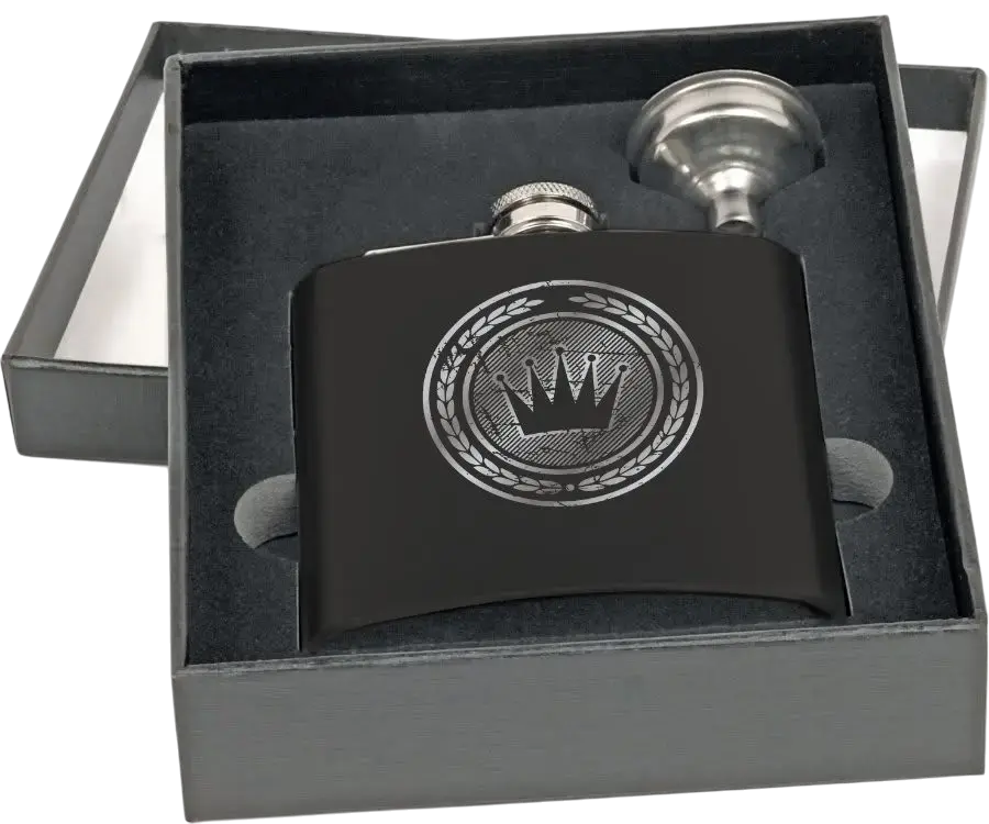 Flask Black Set 6 oz W/Fnnl