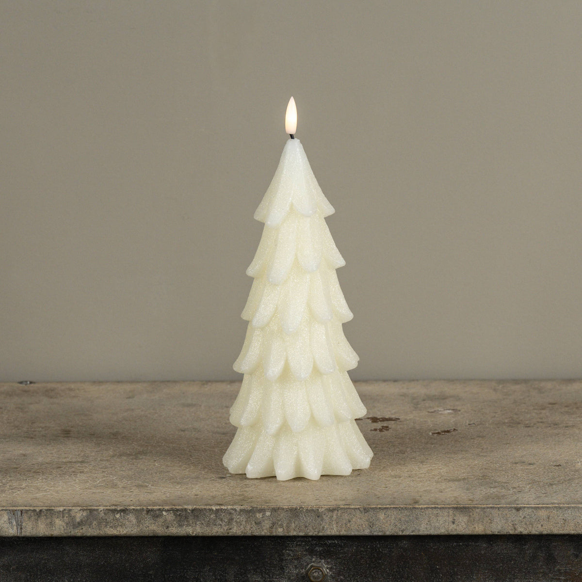 CREAM TREE CANDLE 9.25"