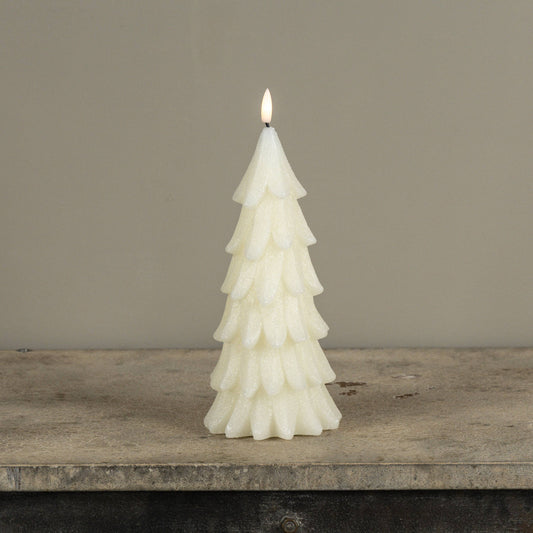 CREAM TREE CANDLE 9.25"
