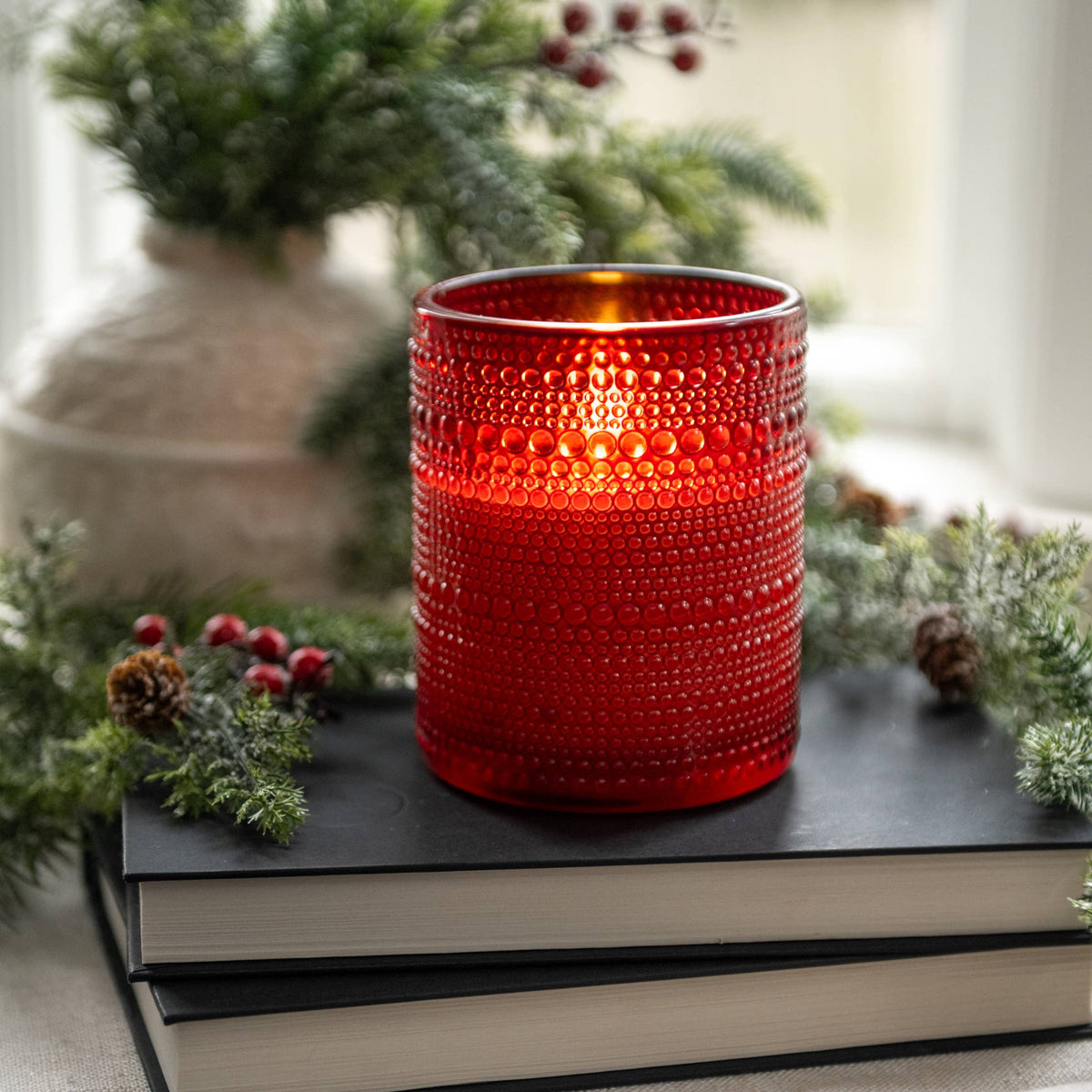 RED DOTTED CANDLE 5''