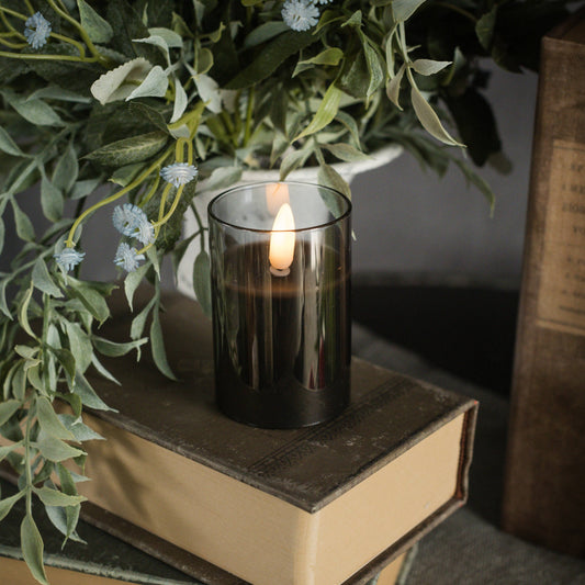 3" BLK GLASS 3D CANDLE