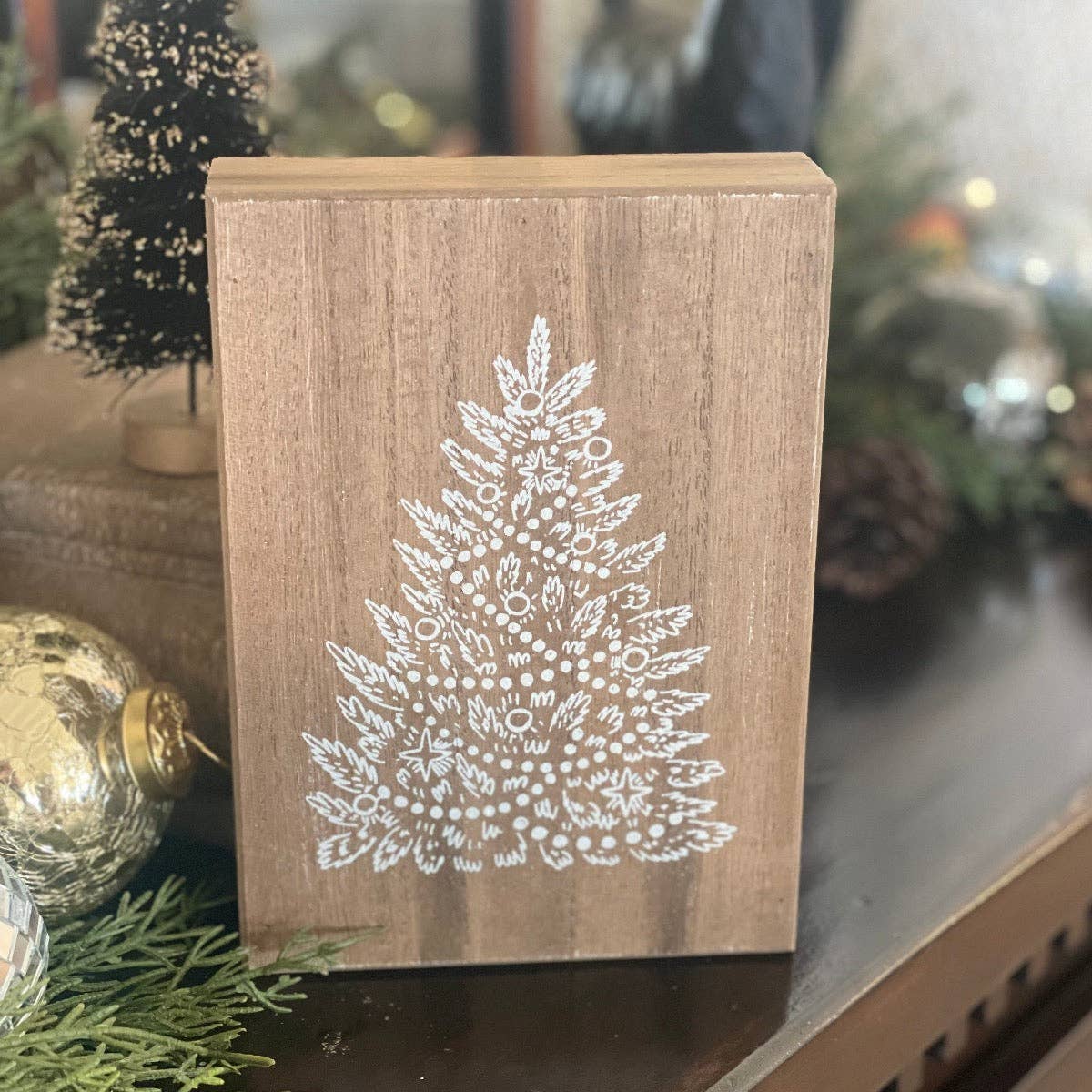 Glitter Tree Wood Sign