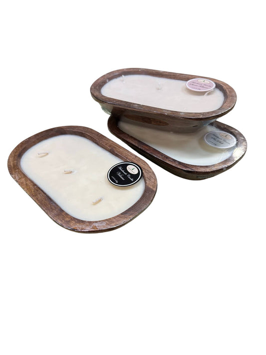 Wood Bowl Candle 10"