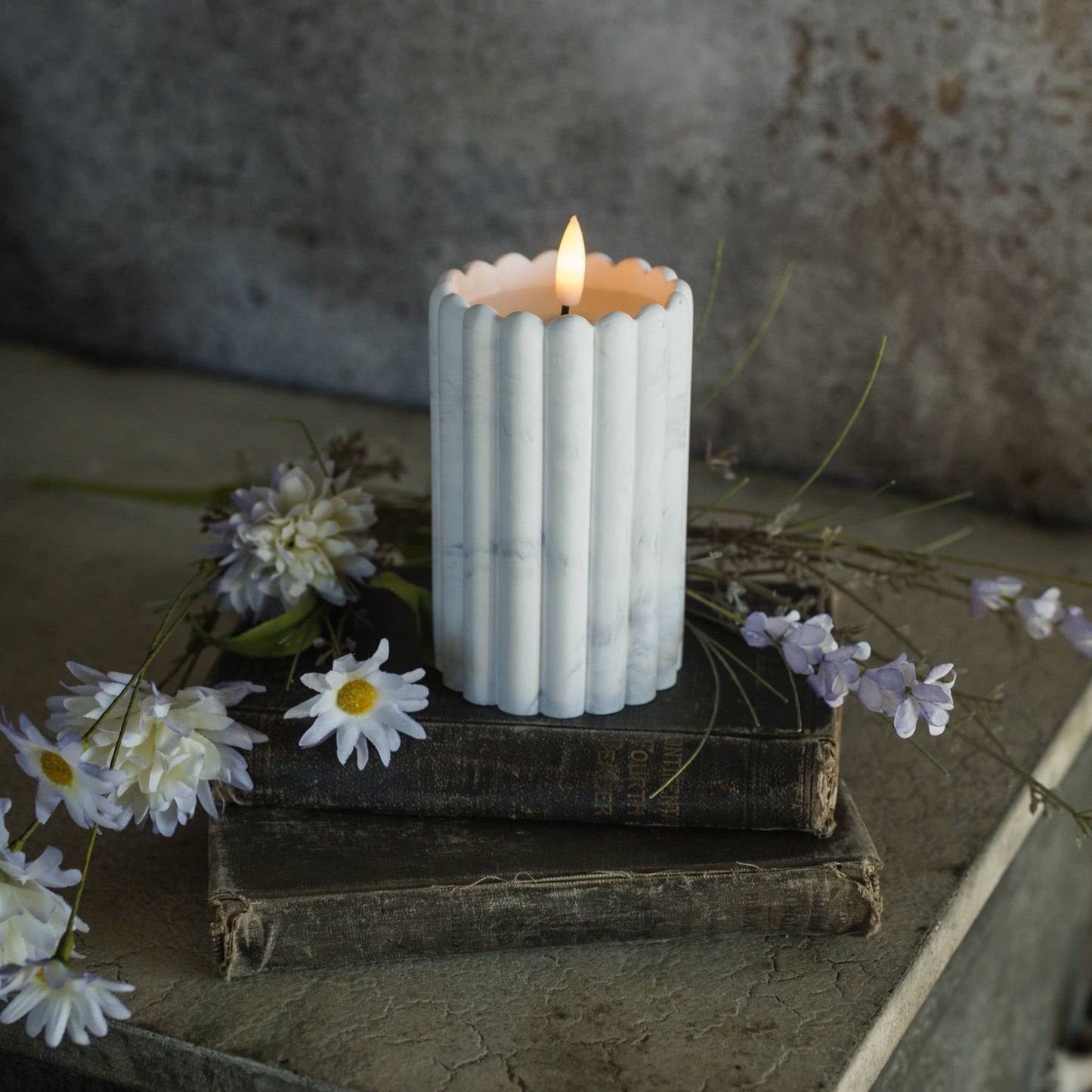 Candle Marble Cement 5"