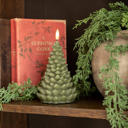 GREEN TREE CANDLE 7"