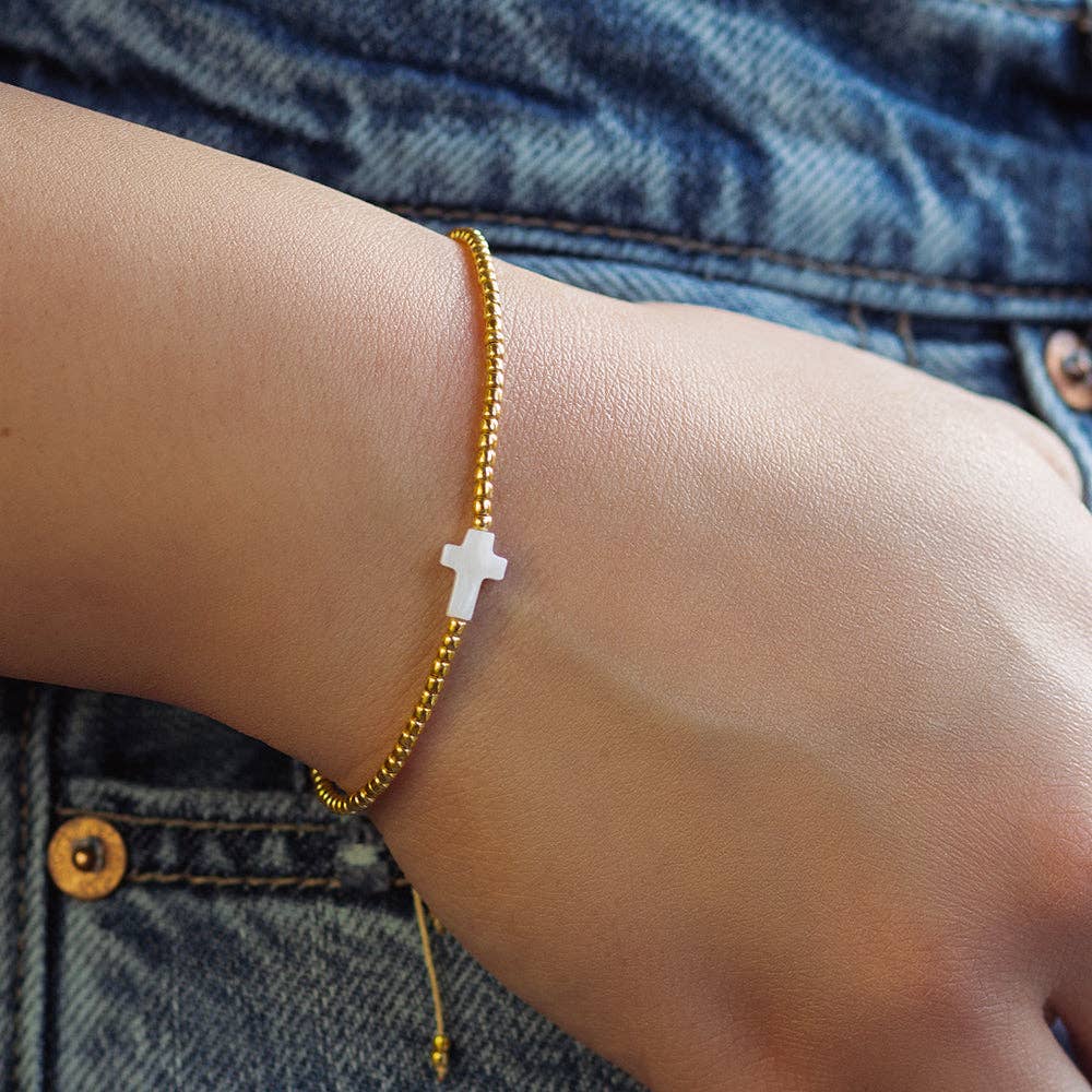 Cross Bracelet/Mother of Pearl