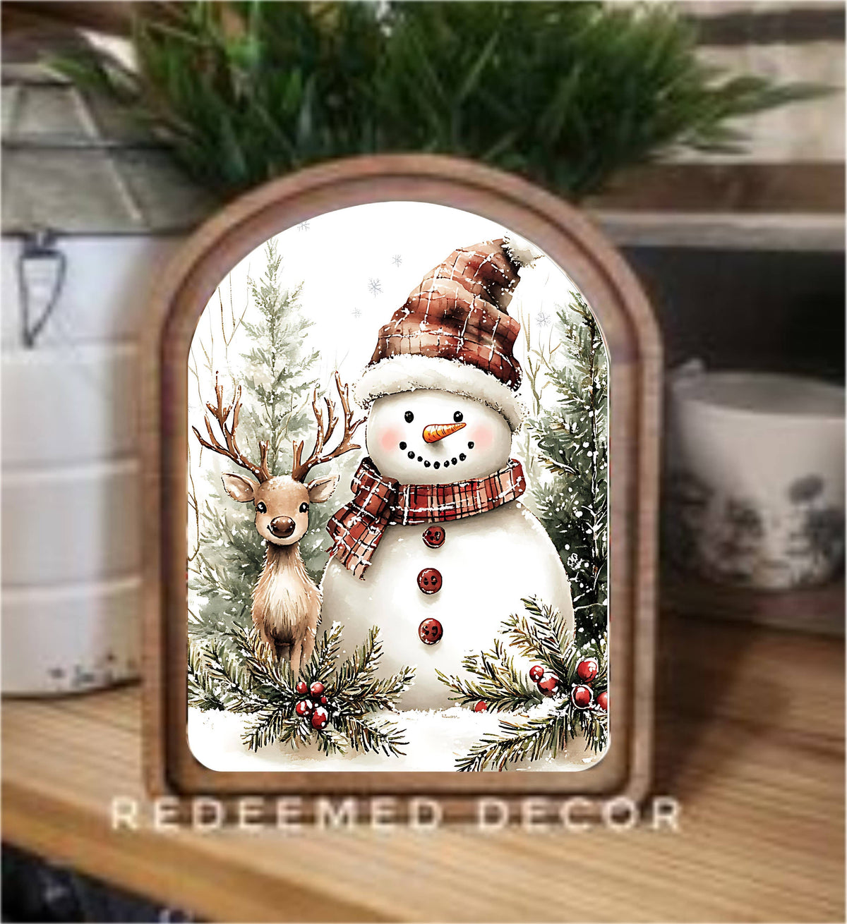 Arch Snowman Deer Art