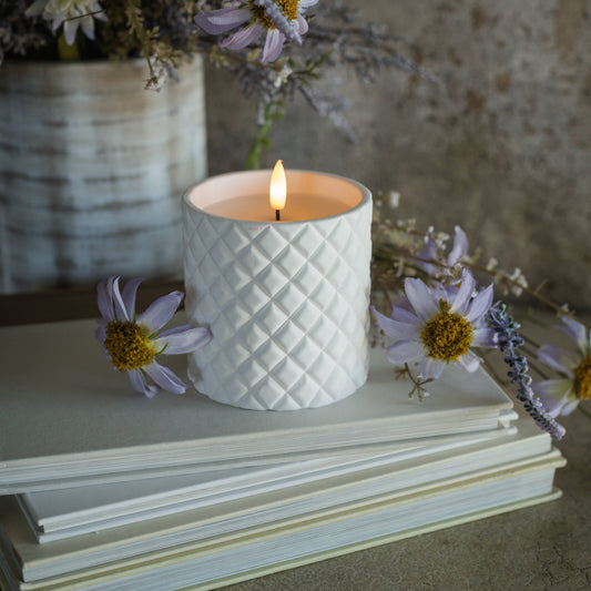 Candle White Grid 4"