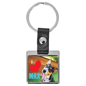 Keychain w/leather sq