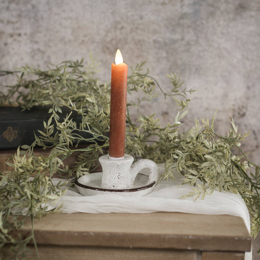 Candle Holder Taper Brw/Wh