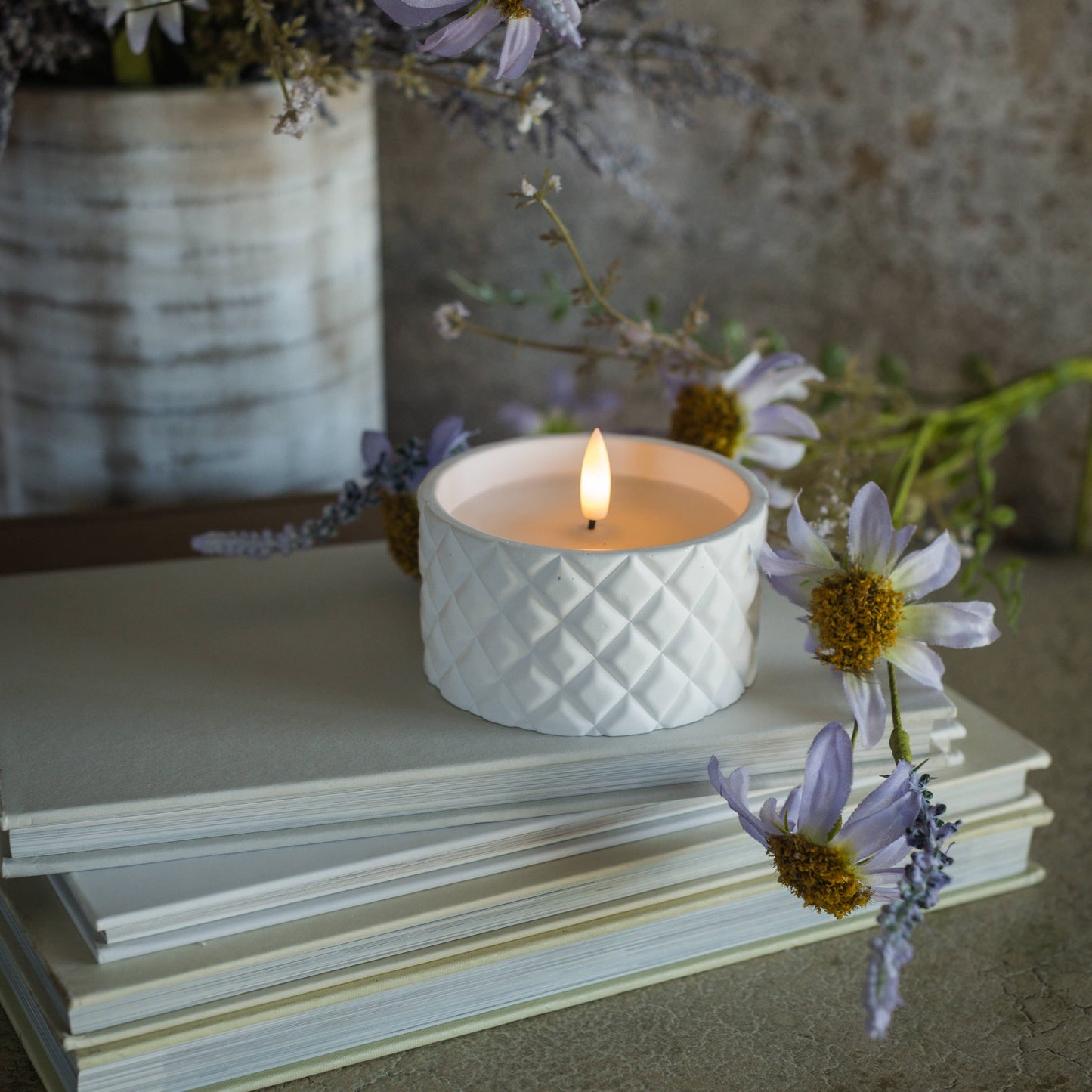 Candle White Grid 2.25"