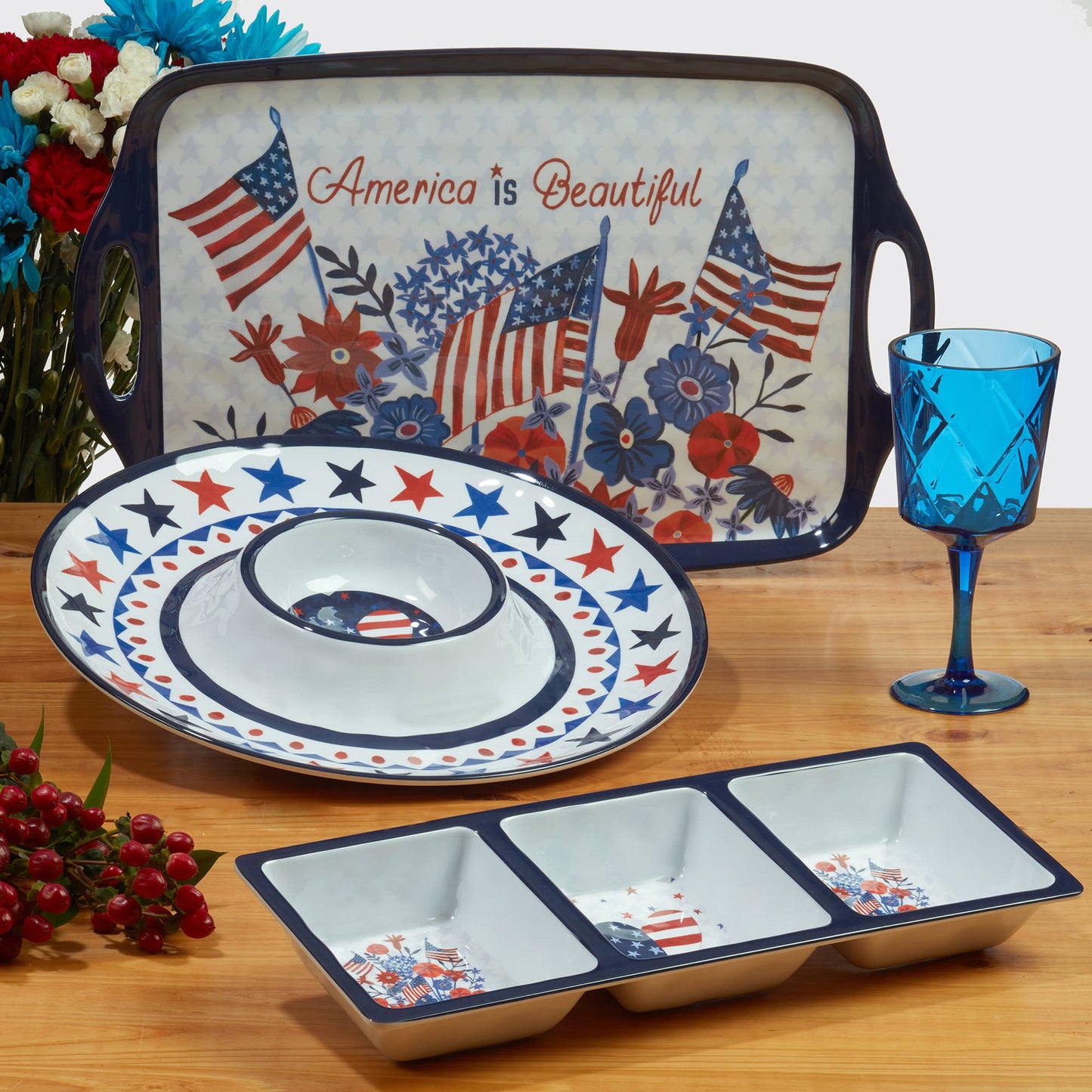 July 4 3-Section Tray