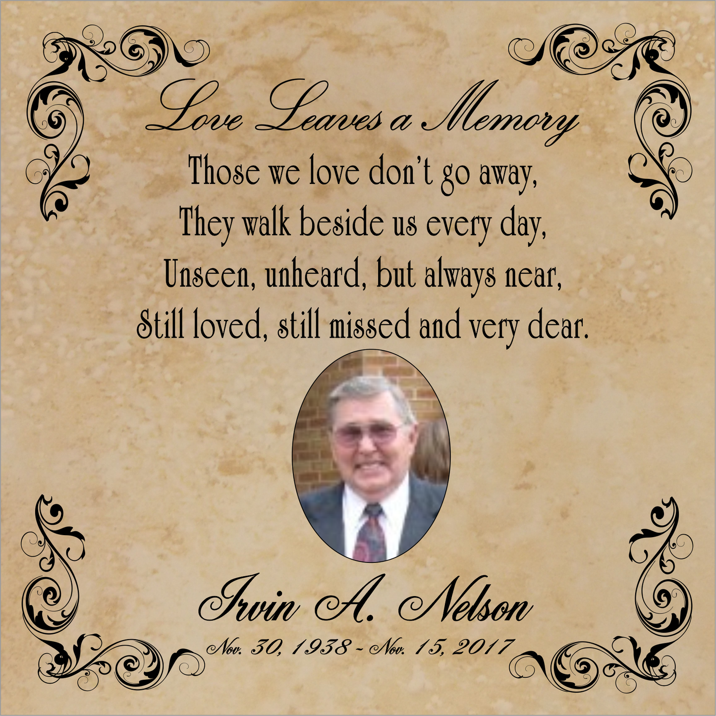 Photo Panel 6x6 - Memorial Plaque