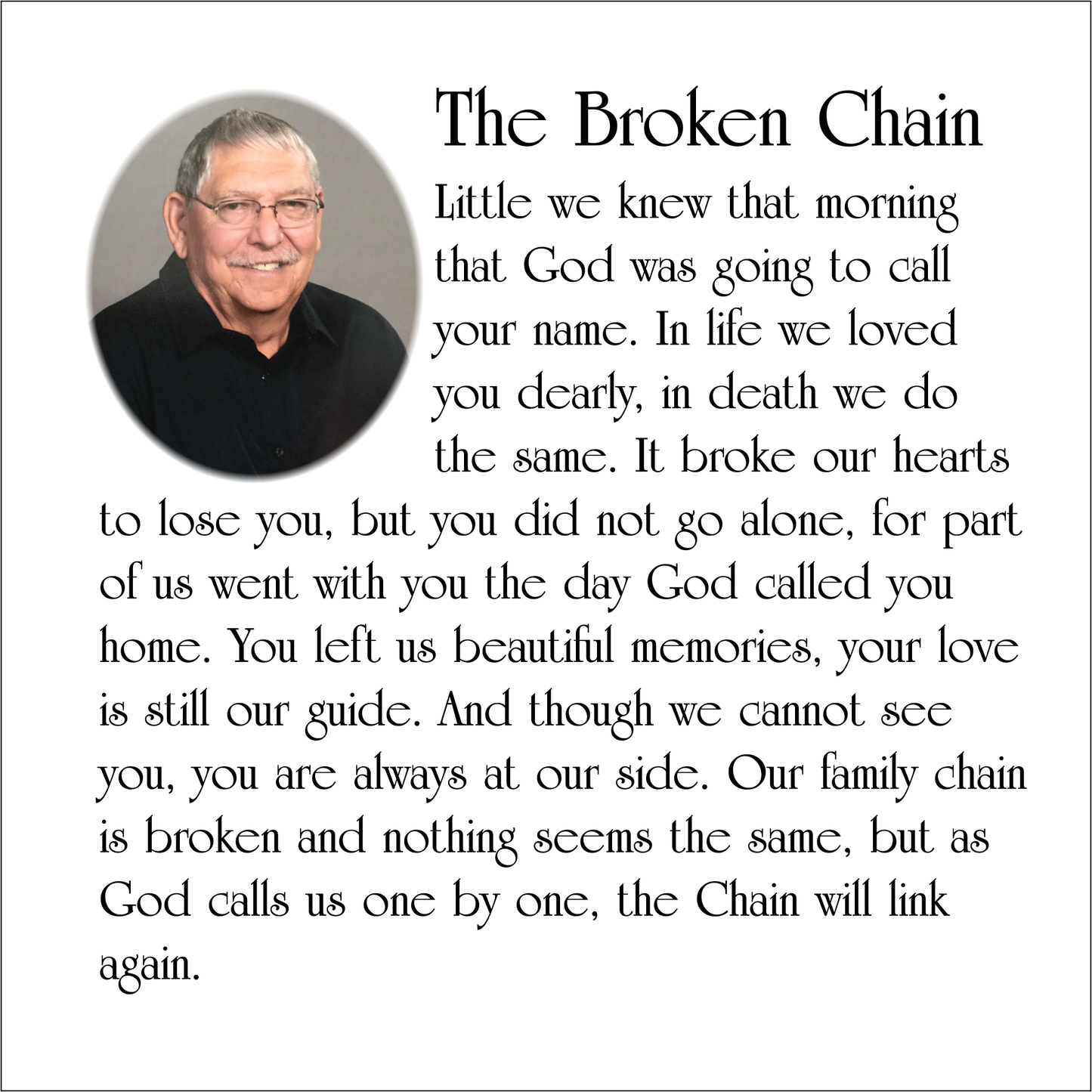 Photo Panel 6x6 - Memorial Plaque