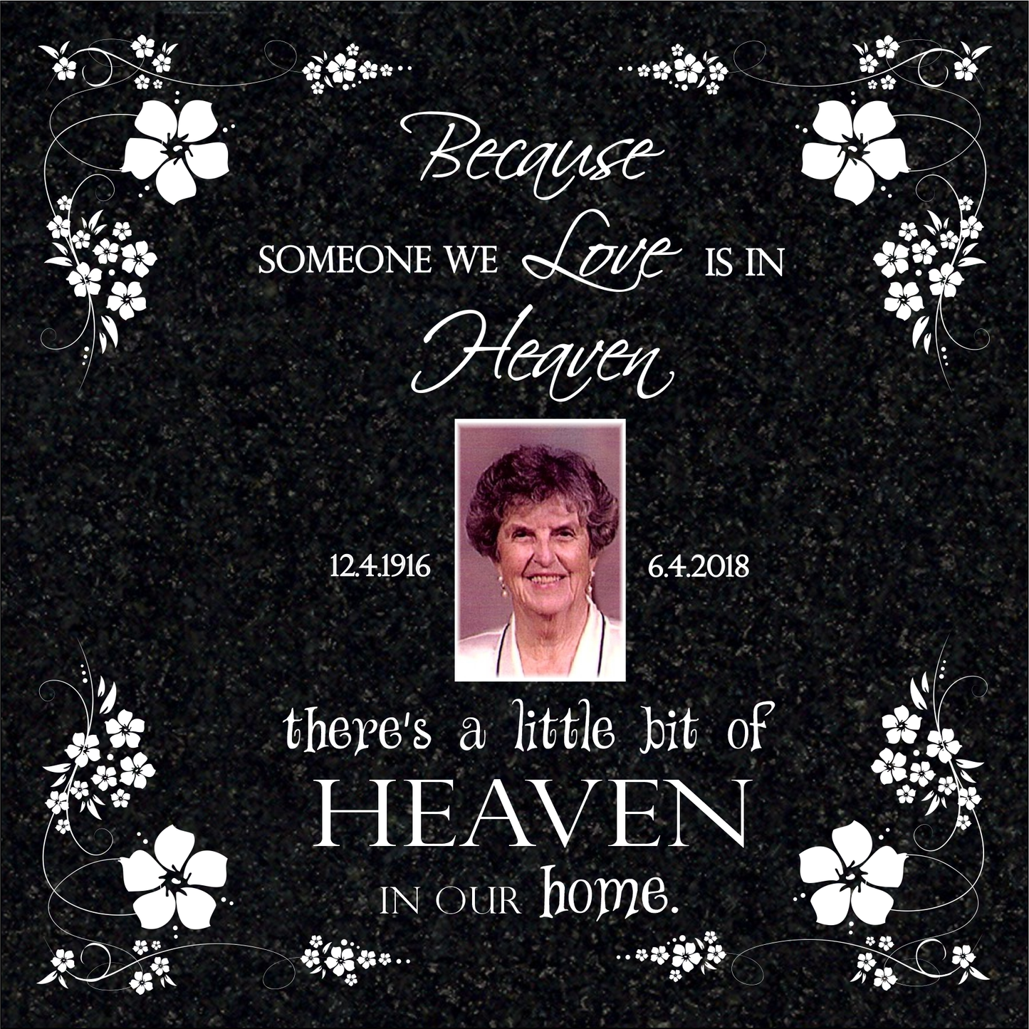 Photo Panel 6x6 - Memorial Plaque